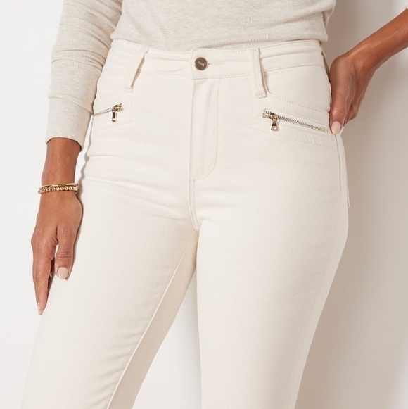 Paige Cindy Cream Zippered Pocket High Waisted Jeans Size 27 - Picture 3 of 10